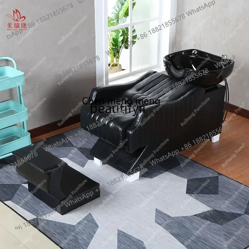 smt7486 Bacino in ceramica Mezza sdraiata Salone Barbiere Shampoo Shampoo Sedia Salone di bellezza Letto sdraiato7486