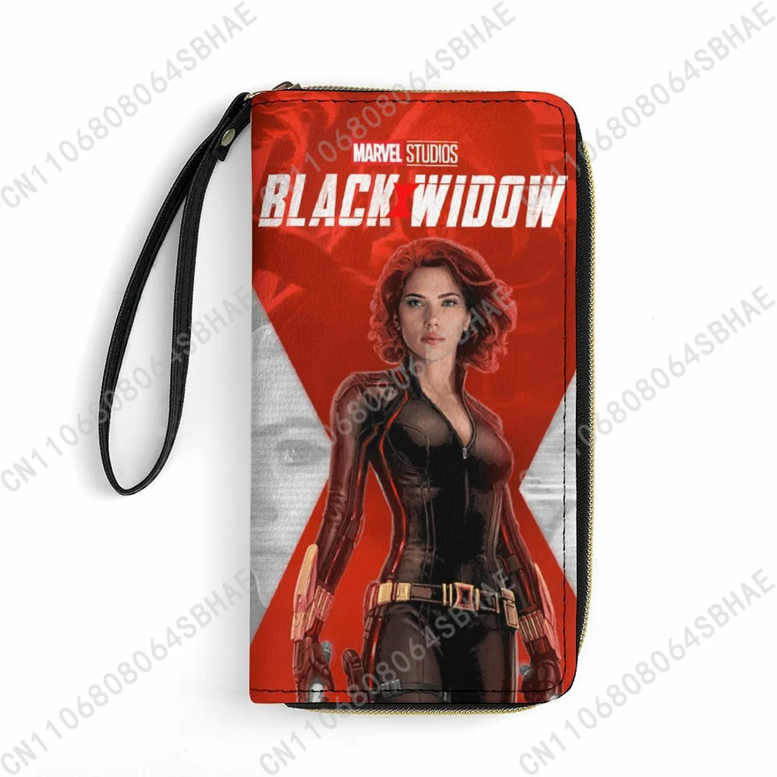 

Marvel Black Widow Custom PU Leather Wallet Rope Handle Small Portable Card Holder Men Women Purse Gift Friend Parents Cosplay