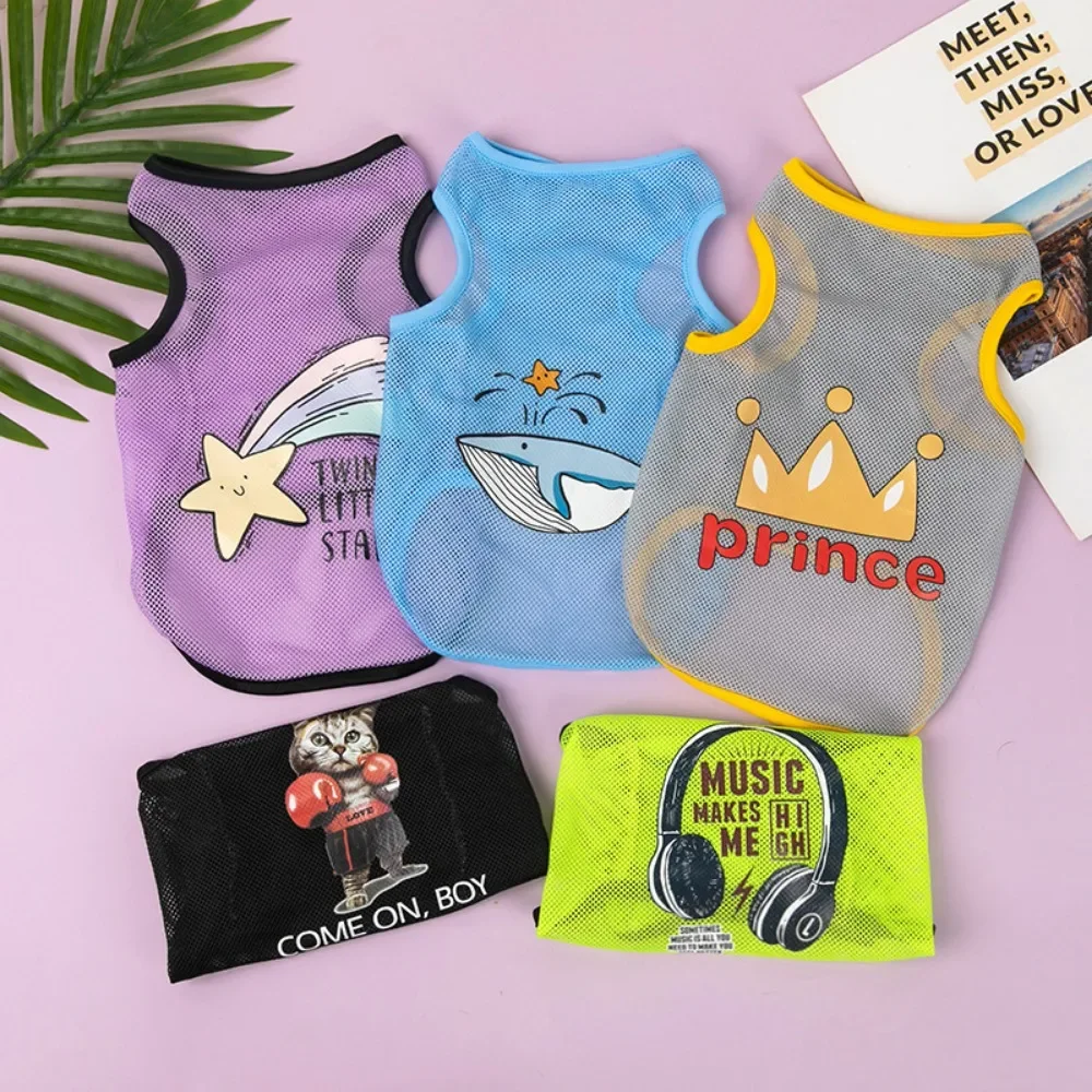 XS-6XL Summer Puppy Clothing With Cute Cartoon Print, Breat…