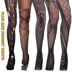 DOIAESKV Sexy Women Lingerie Fishnet Tights Sexy Jacquard Thigh-Highs Stockings Tights Pantyhose Lace Floral Hosiery Plus Size