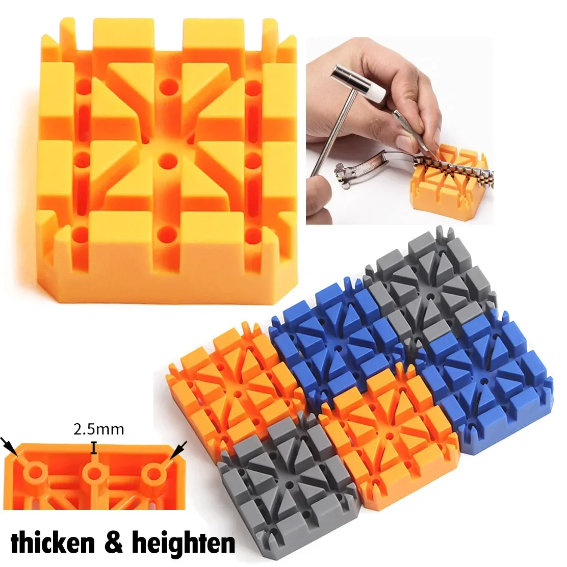 Thicken Watch Band Bracelet Holder Watch Strap Pins Remover Repair Tool Block Hammer Punch Tools Kit Fixed Base Accessories