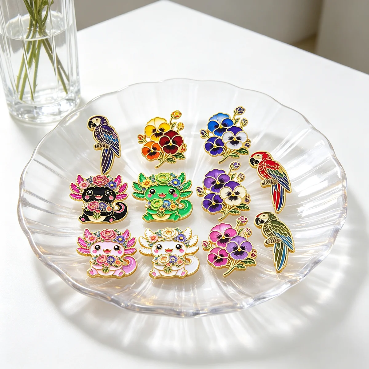 Colorful Parrot Pansy Cartoon Animal Enamel Pins Brooch Lapel Pin Badge on Clothing Accessory Fashion Jewelry Gift For Friend