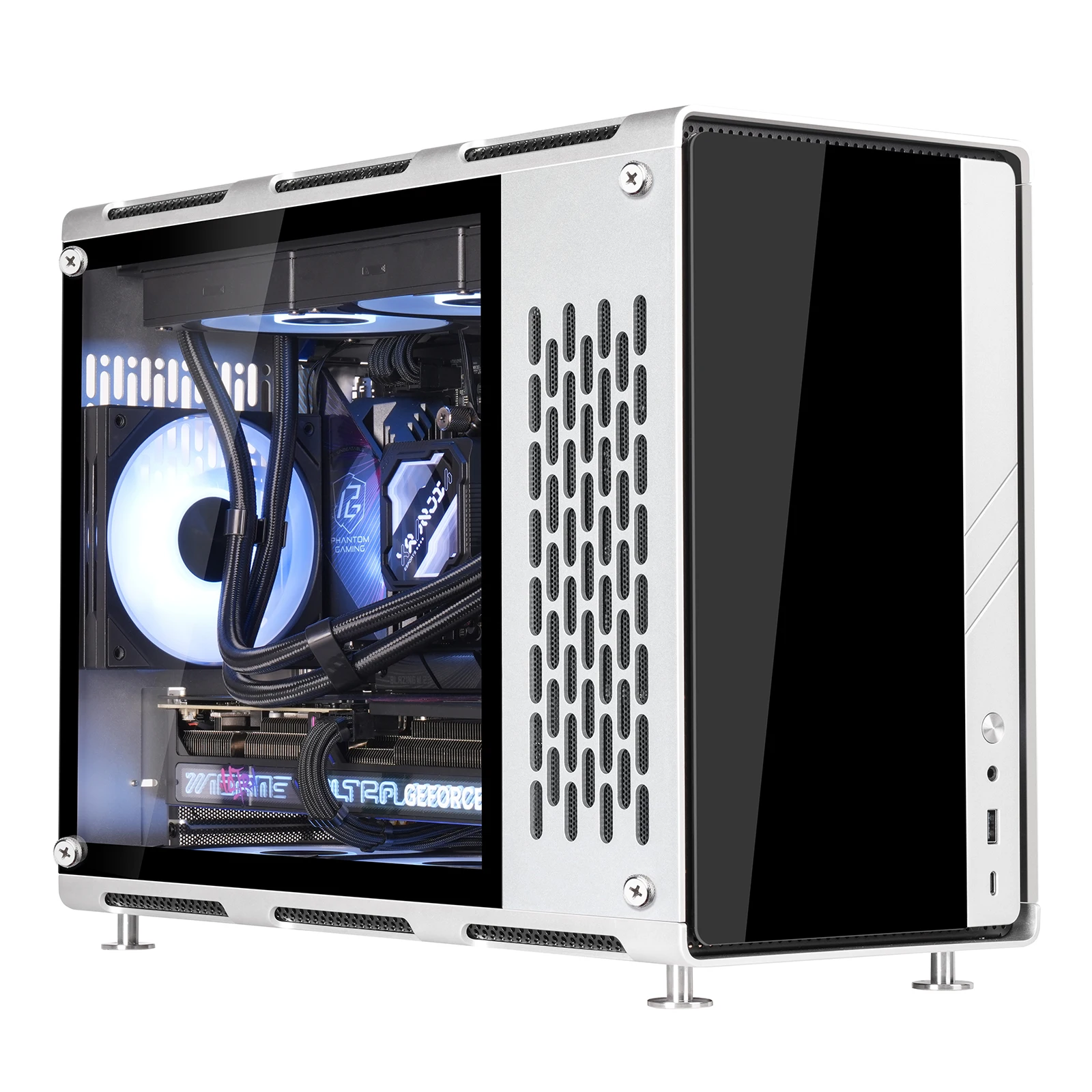 X-GAMERX Aluminum Vision PRO M-ATX case Aluminum-magnesium alloy body Support 360-degree water cooling ATX power supply