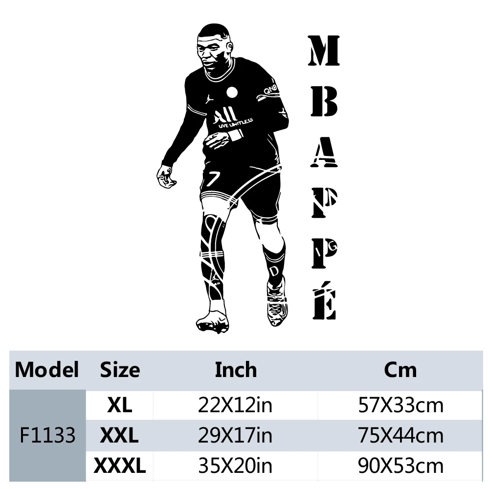 Cartoon Kylian Mbappé footballer Wall Decal Living Room Removable Mural For Living Room Kids Room Sticker Mural