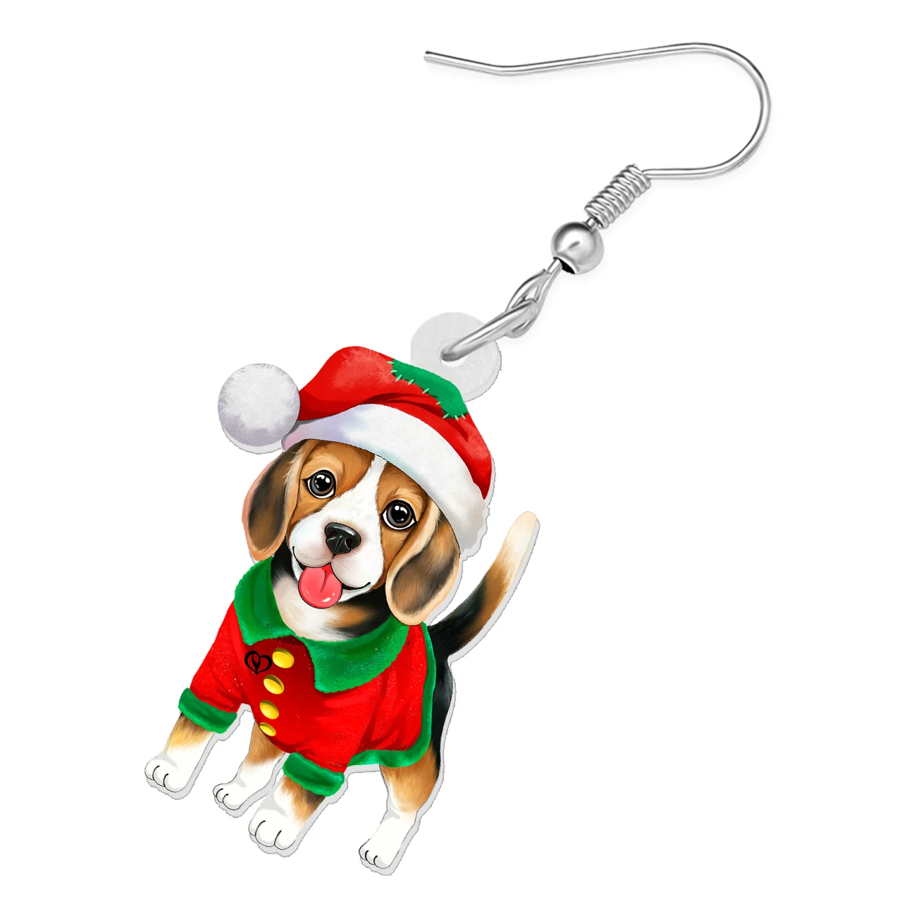 BONSNY Acrylic Cartoon Beagle Dog Drop Dangle Earrings Novelty Christmas Pets Ornaments Gifts For Women Kid