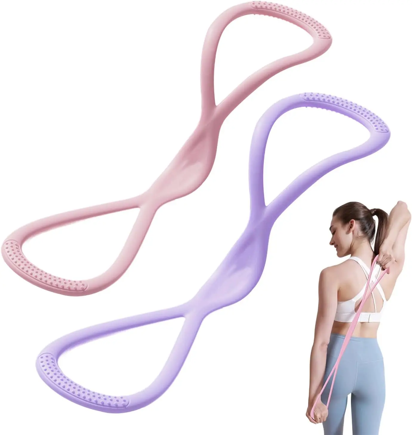 2 PCS 15 LB+25LB Resistance Bands, Figure 8 Resistance Bands for Women Men, 8 Shaped Resistance Rubber Band for Arms, Back, Shoulder Stretch with Handles, Not Break, Portable