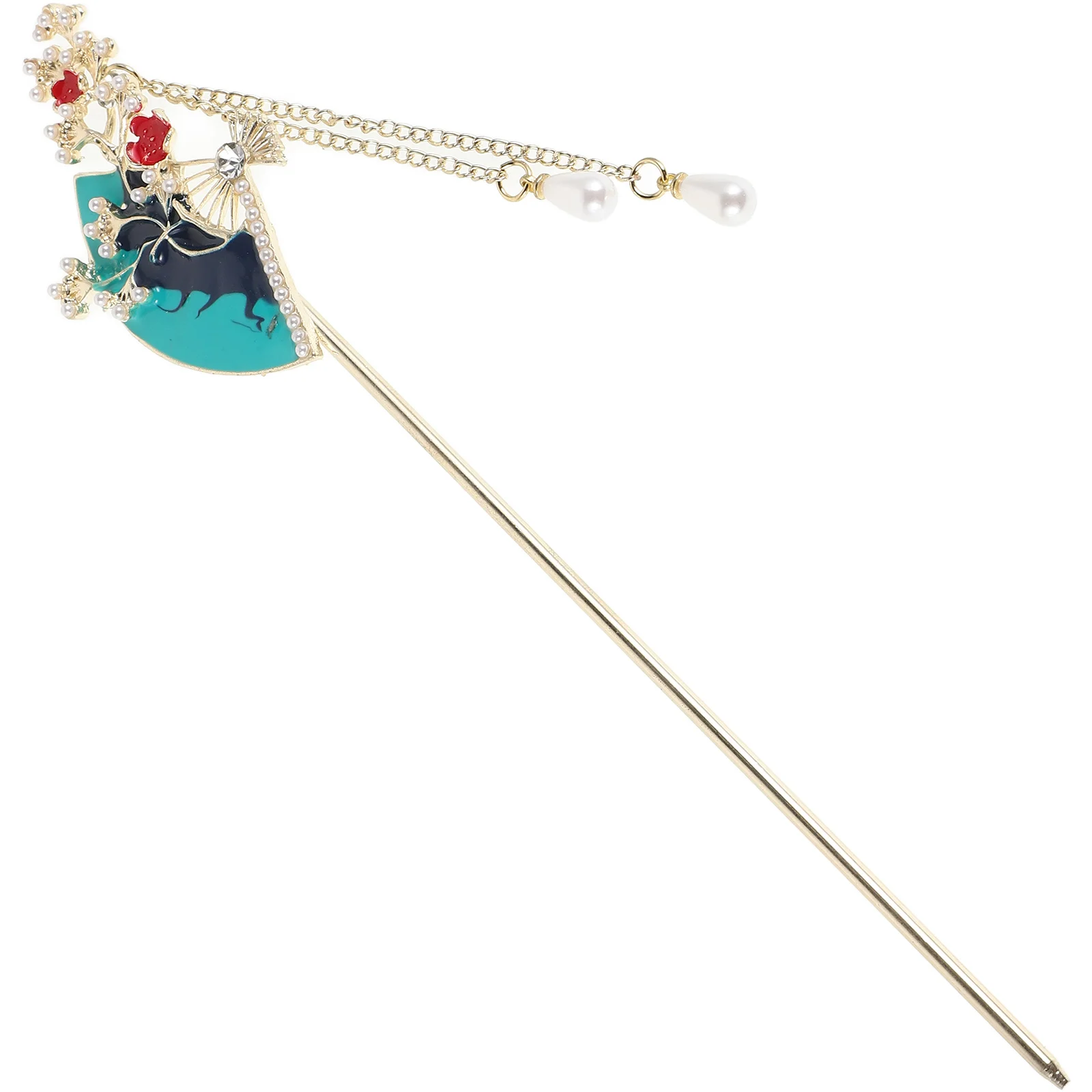 

Fan Shaped Sticks Tassel Chinese Chopsticks Handmade Bun Holder For Women Hanfu Hair Accessories Long Hair Pins Asian