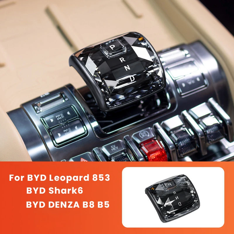 For BYD Equation Leopard 8 Leopard 5 3 Shark6 DENZA B8 B5 Car Crystal Shift Lever Head Cover Interior Modification Accessories