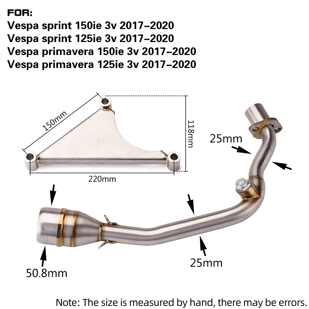 Motorcycle Exhaust Muffler Slip On For Vespa Sprint 150 Vespa Primavera 150 iGet Sprint 150 iGet 2017-2020 with Exhaust Pipe