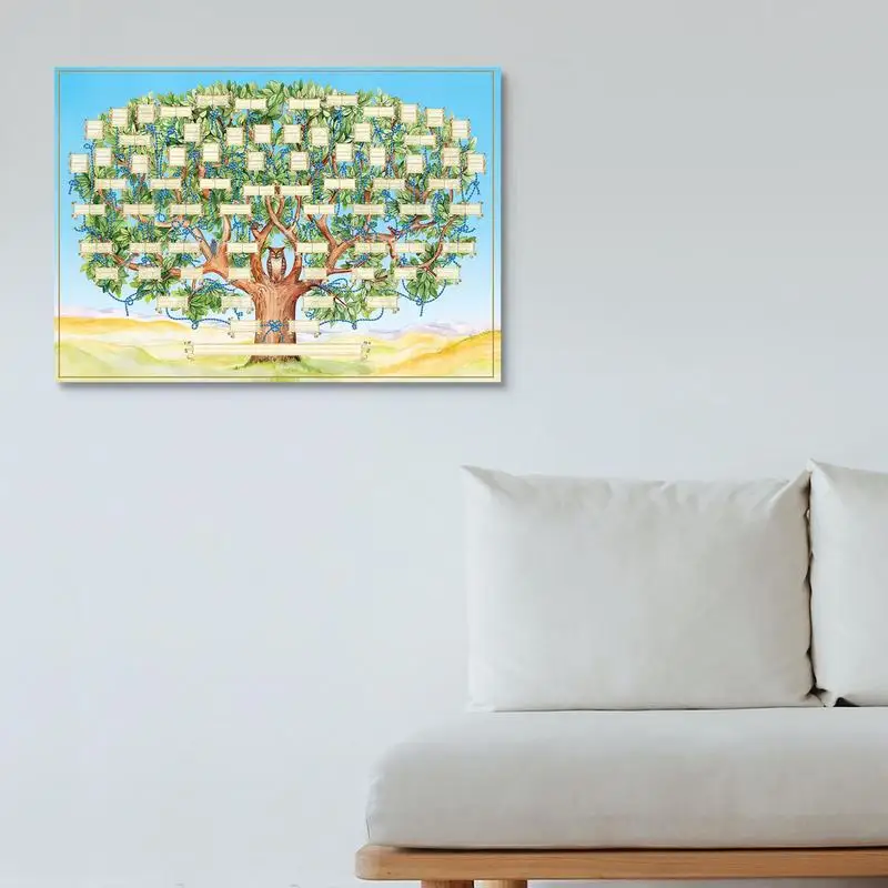 Leere Stammbaum-Diagramme, schöne kreative Generation, Genealogie-Poster, Familiengeschichte, Foto, Stoff, Handschrift, Stammbaum