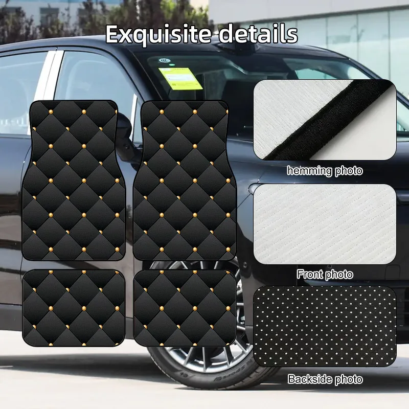 4pcs Diamond Pattern Car Floor Mats | Durable Polyester, Universal Fit For Cars, Trucks, SUVs, Ideal Gift Choice