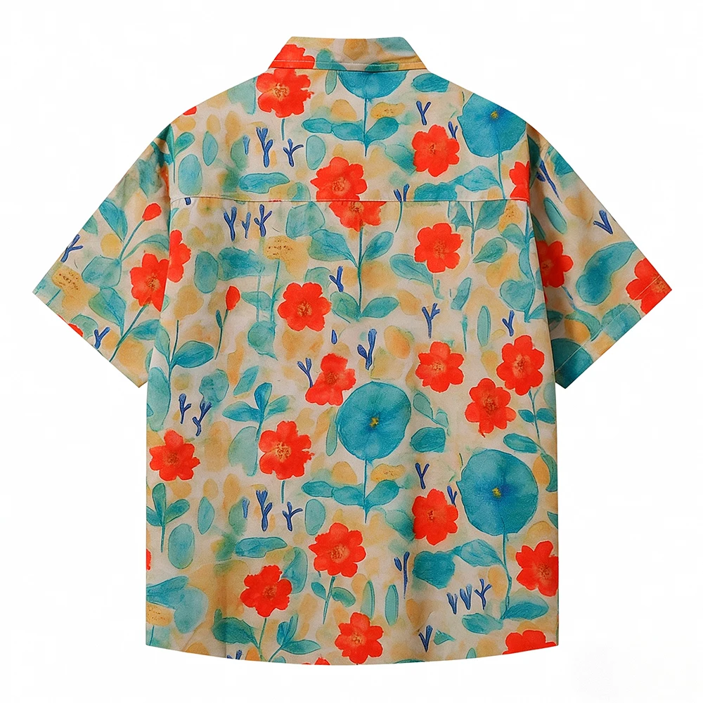 Hawaiian Shirt Short Sleeve Fashion Floral Print Shirts 2026 Y2k Men's Clothing Man Designer Clothes Summer Beach Oversized Tops