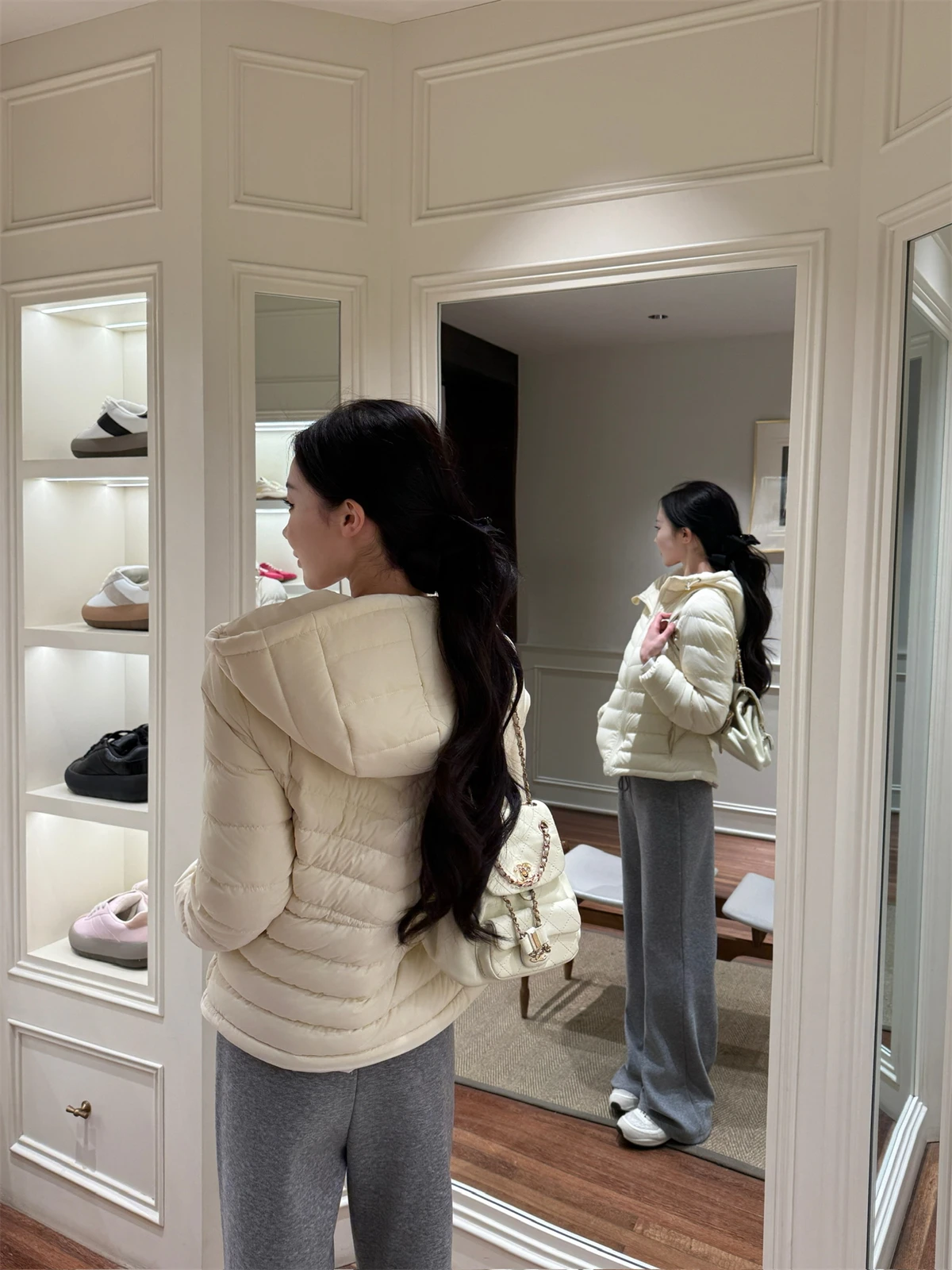 

Kikimy Women's Puffer Jaet Du down Milk White Soft Fufu New National Stand Winter Outerwear Casual Sle Zipper Closur...