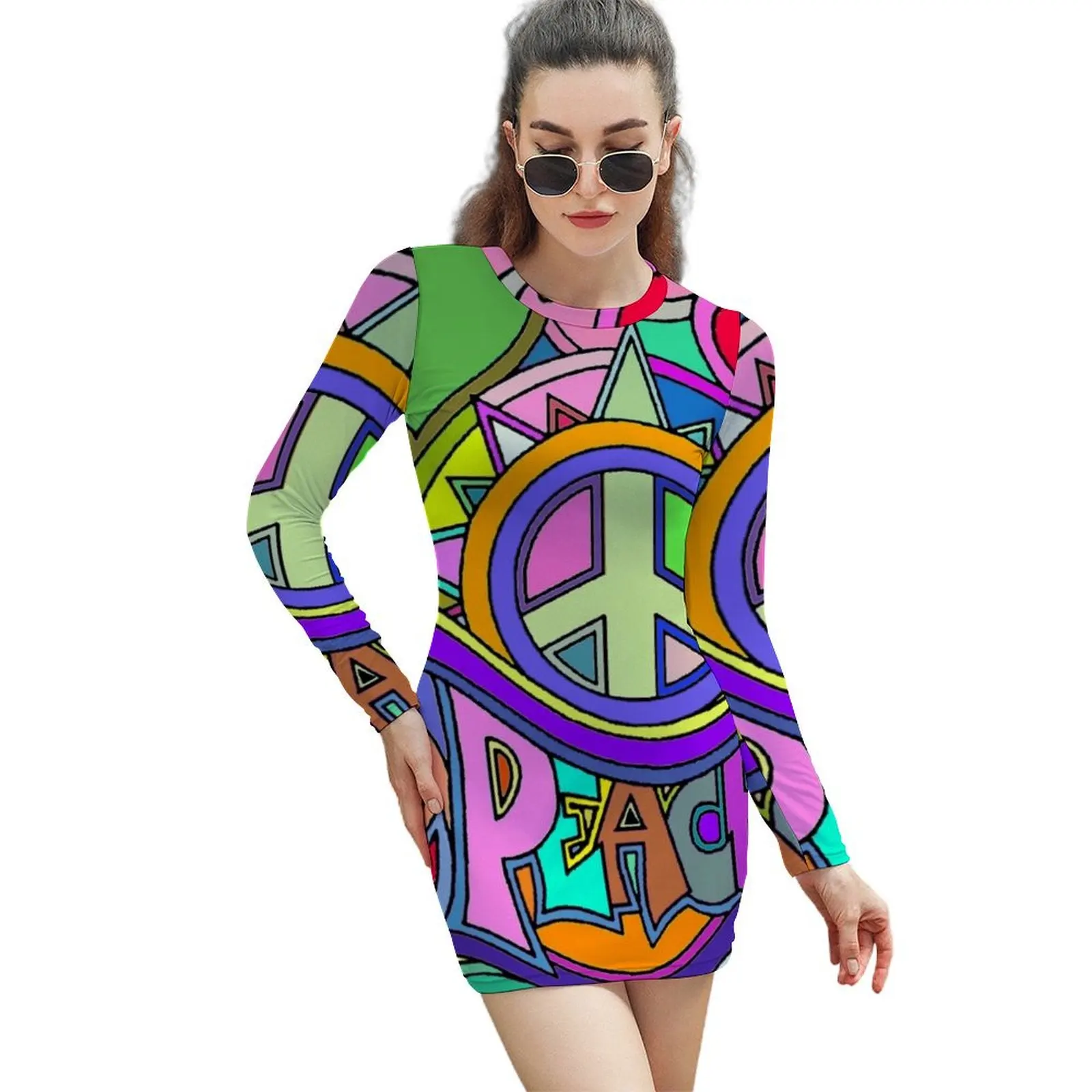 

Colorful Trippy Hippy Art Long-Sleeved Sheath Dress Party dresses dresses for woman 2024