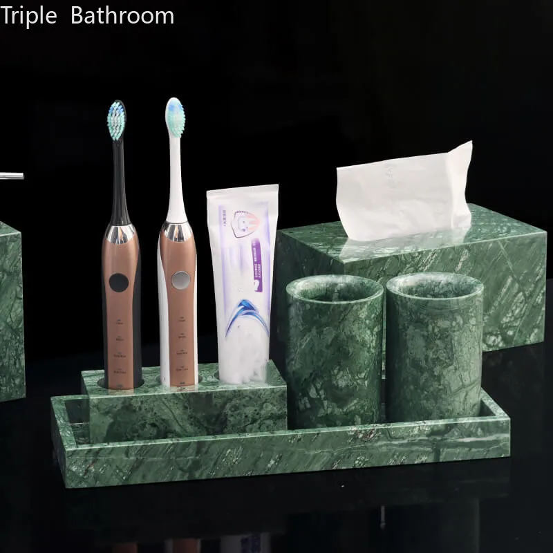 High-end Home Toiletries Light Luxury Marble Shampoo Bottle Toothbrush Holder Mouthwash Cup Bathroom Accessories Soap Dispenser