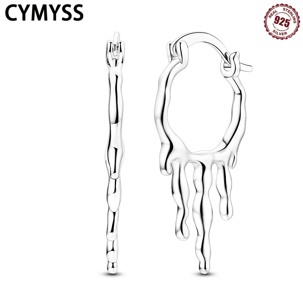 

CYMYSS 2025 New S925 Sterling Silver Water Droplet Hoop Earrings Suitable for Women's Gifts Boutique Jewelry Woman Loop Earrings