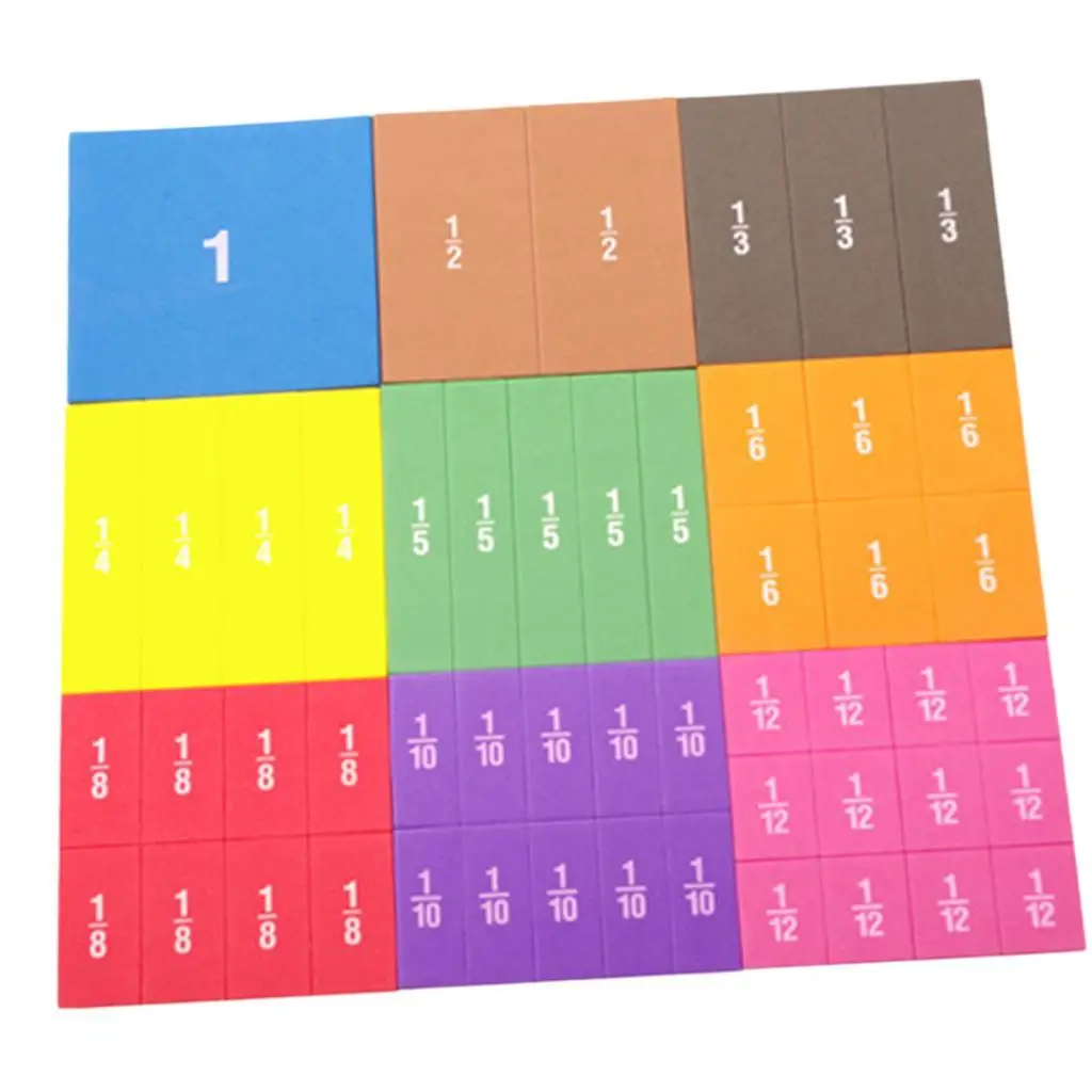 22 piece Fraction Tiles & Fraction Circles - Math Manipulatives for Elementary Fraction Magnets & Fraction Strips