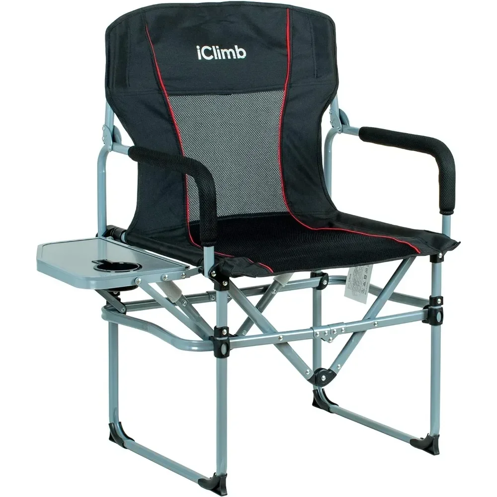 

A Heavy Duty Compact Camping Folding Mesh Chair with Side Table and Handle