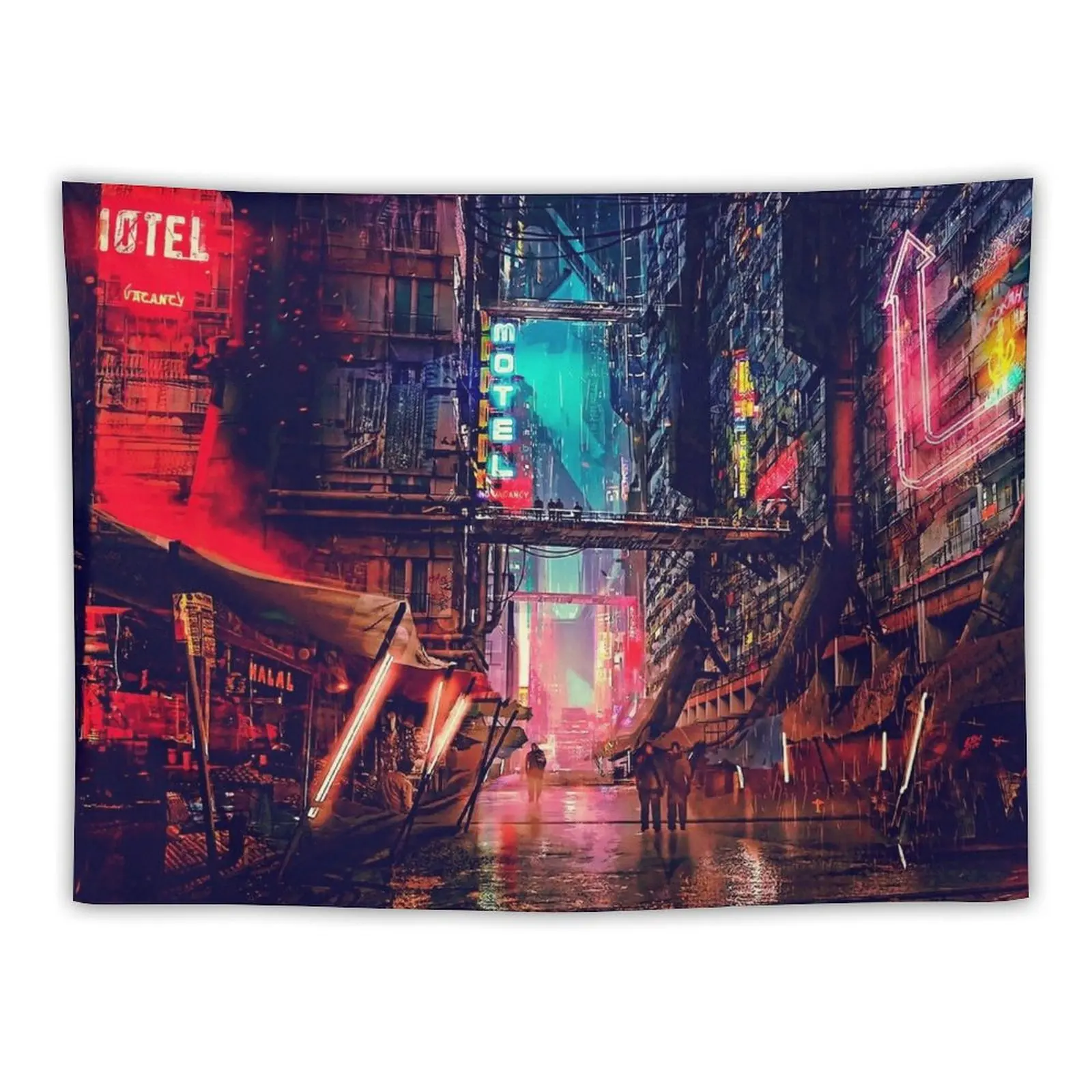 Anime Cyberpunk Downtown Tapestry Home Decorations Aesthetic Wallpapers Home Decor Luxury Living Room Decoration Tapestry