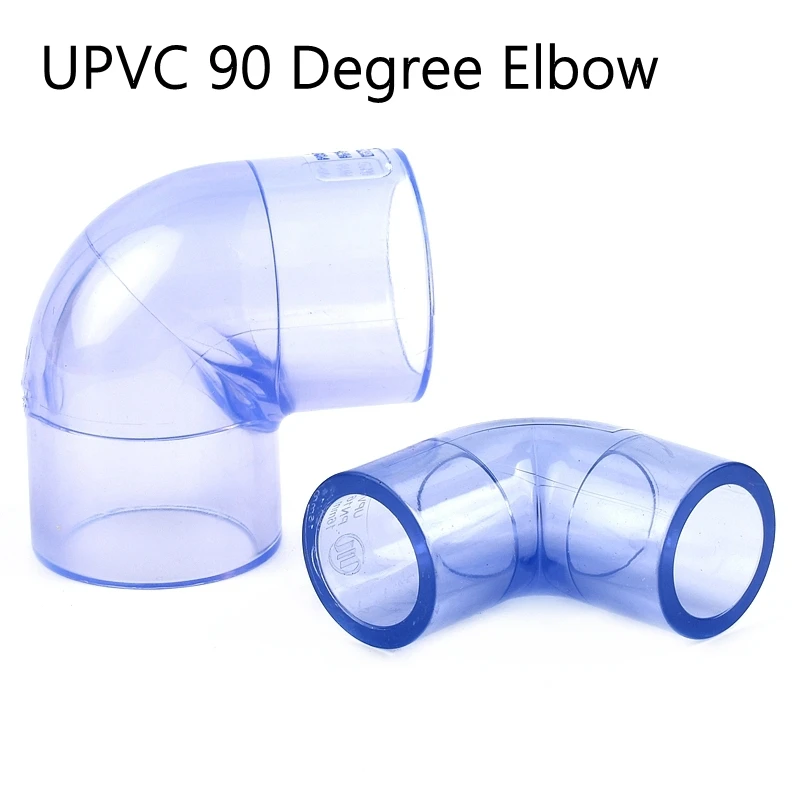 Transparent Blue UPVC Pipe Fittings 90 Degree Elbow Connector Drainage Tube Fittings Garden Water Accessories I.D 16~90mm 2-5PCS