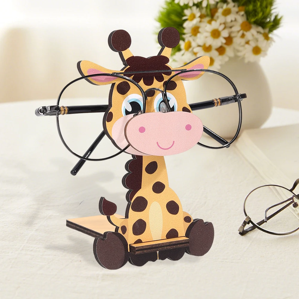 Cartoon Giraffe Glasses Display Stand Cute Animal Glasses Frame Sunglasses Display Stand Hand Carved Home Wooden Decoration 3D