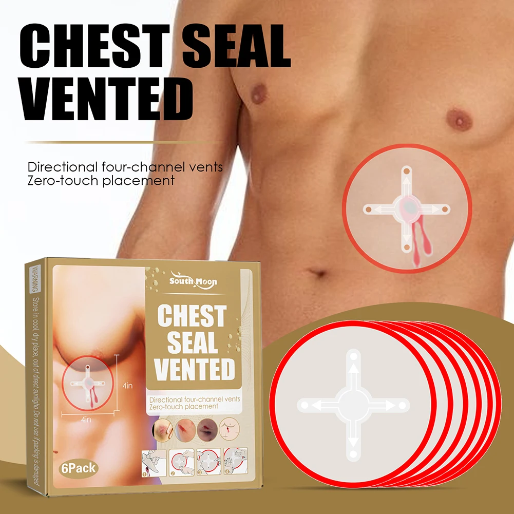 6 قطعة ملصق الصدمات في حالات الطوارئ ملصق إسعافات أولية شفاف لزج بسهولة ختم تنفيس الإسعافات الأولية التصحيح تنفس لصدمات الجلد