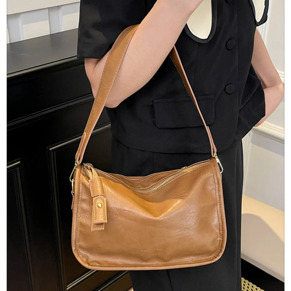 Trendy Women Tote Bags Vintage Design Casual Shoulder Purses Fashion Soft Pu Leather Handbags Large Capacity Crossbody Satchel