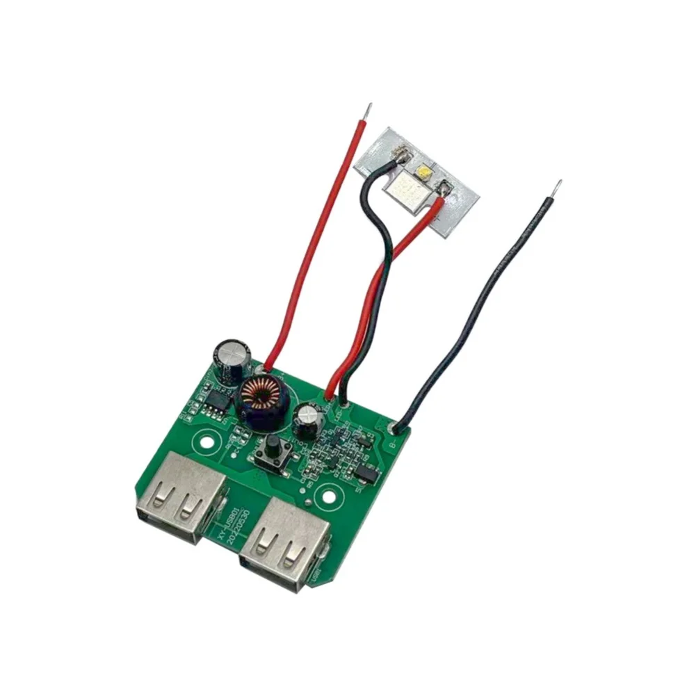 21V Lithium Battery Conversion Board With Dual USB Ports And LED Light For Power Tool Adapter 5V Discharge Module