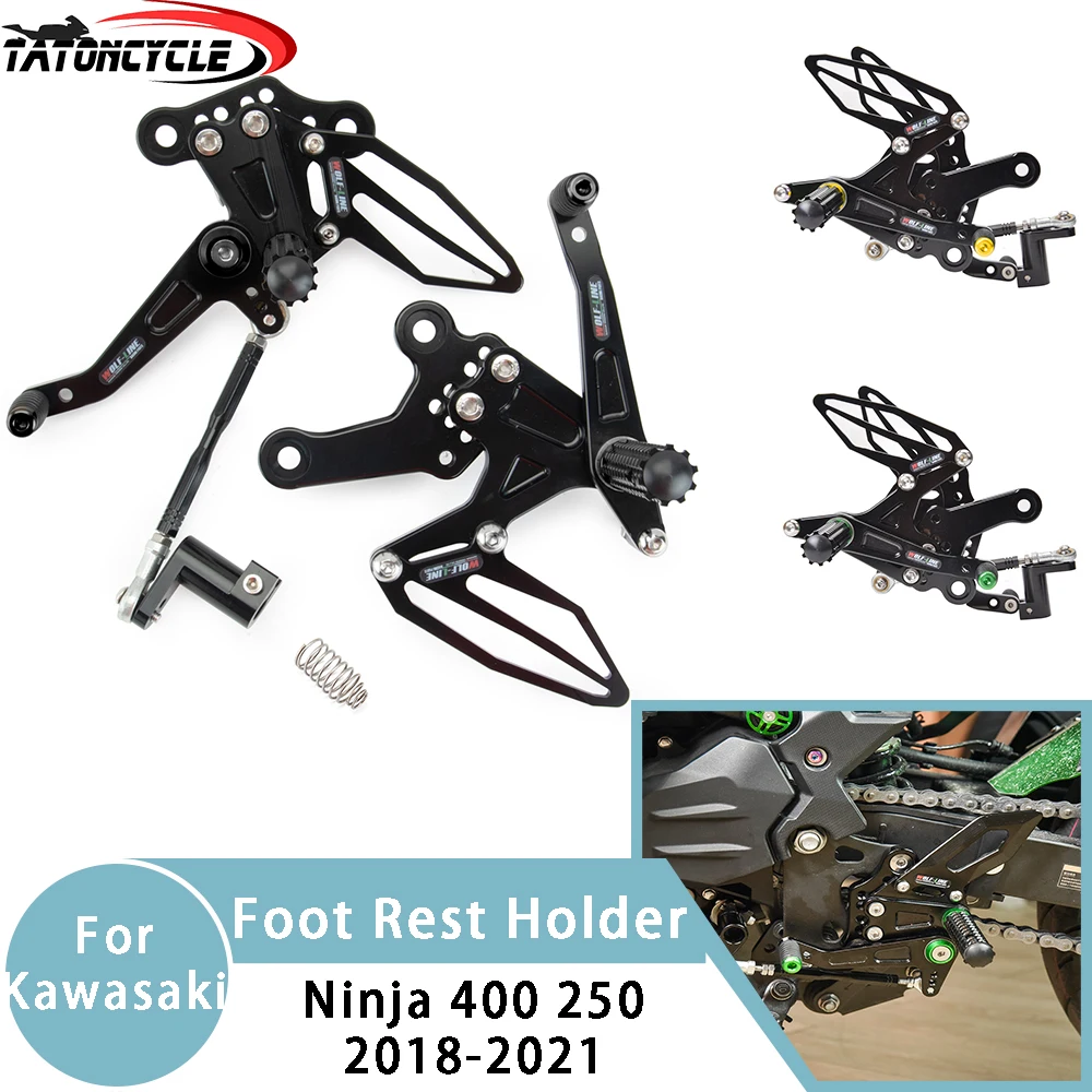 For Kawasaki Ninja 400 250 Z Adjustment Rider Motorcycle Footrests Rearset Rear Footpeg Foot Rest Holder Ninja400 Z400 2018-2021