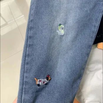 Kids' Embroidered Denim Jeans | Soft Loose Pants for Ages 2-7 5 2025 Autumn Kids Pants Cartoon Embroidery Boys Loose Jeans Soft Casual Denim Trousers Children Outwear Girls Pants For 2-7 Years 5
