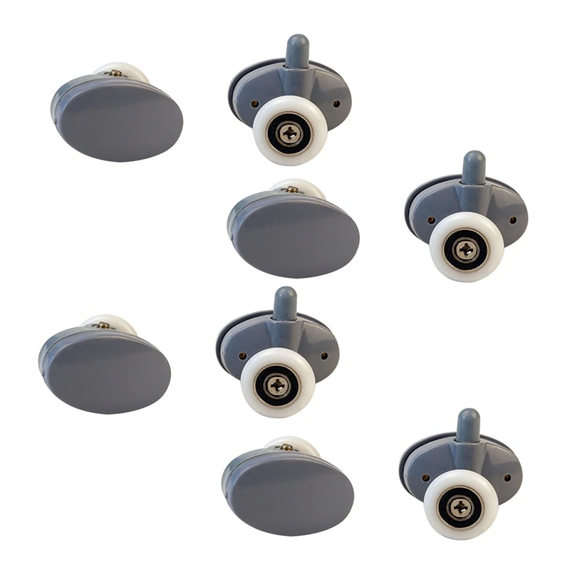 8Pcs/Set Upperand Down Plastic Pulleys Wheel Sliding Bearing Door Rollers For Shower Casters Cabin Bathroom