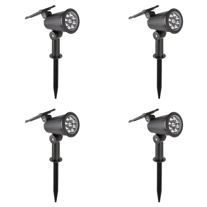 CYCLI-4X 9 LED Solar Spotlights Outdoor Solar Landscape Lights IP65 Waterproof Brightness Adjustable