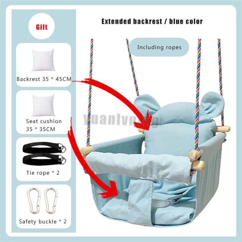 Teto portátil Suspenso Cadeira com Almofada de Assento para Crianças, Rede Infantil com Cinto de Segurança, Baby Swing