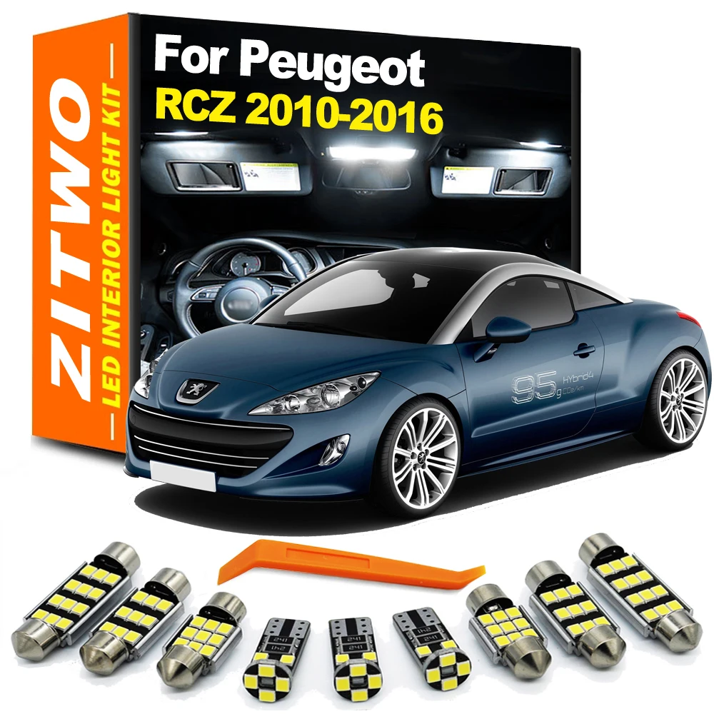 ZITWO 16Pcs Car LED Interior Light Kit For Peugeot RCZ Coupe 2010 2011 2012 2013 2014 2015 2016 LED Bulb Reading Dome Trunk Lamp