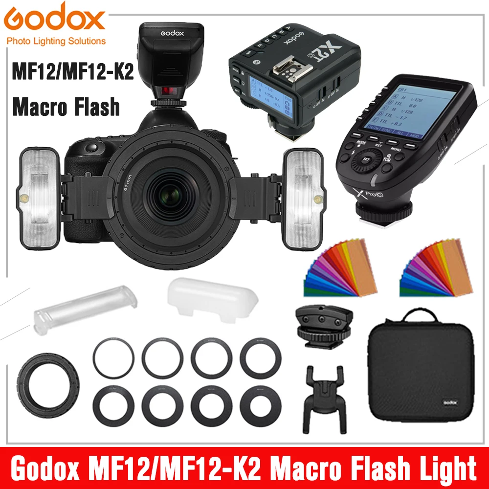 

Godox MF12 K2 Macro Flash TTL Speedlite 2-Light Kit 2.4 GHz Wireless X System Speedlight for Sony Canon Nikon Fuji Olympus Penta