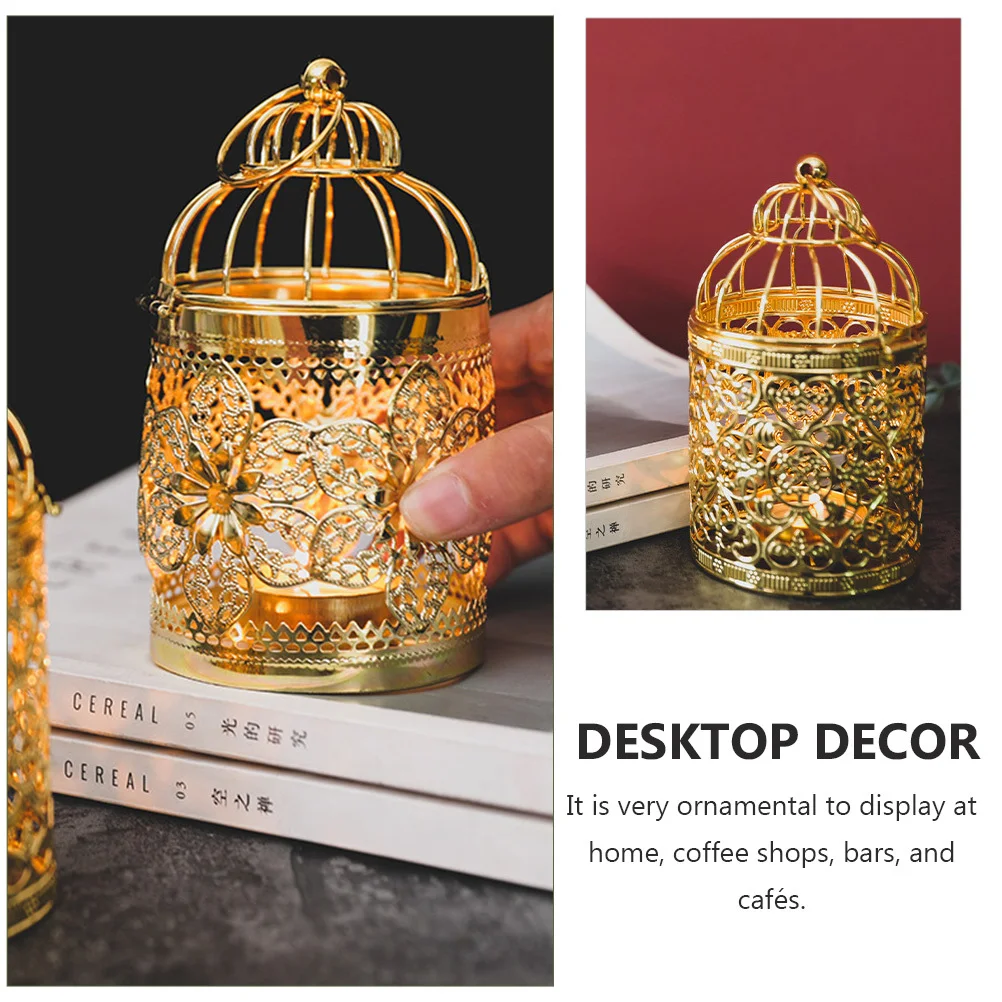 

1Pcs Golden Birdcage Candleholder Hollow Electroplated Iron Decorative Stand for Bedroom Living Room Party Decor