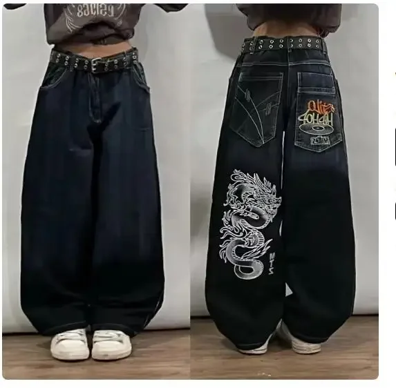 90er Jahre Harajuku Retro Hip-Hop Pocket Tooling hochwertige Jeans Y2K Baggy Damenjeans Gothic neue Jogginghose mit weitem Bein Streetwear