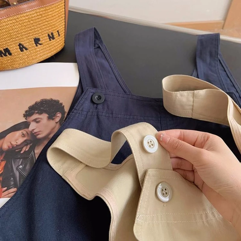 Macacões femininos estéticos lazer moda bolsos denim lavado diário faculdade all-match design simples em linha reta ins sólido popular