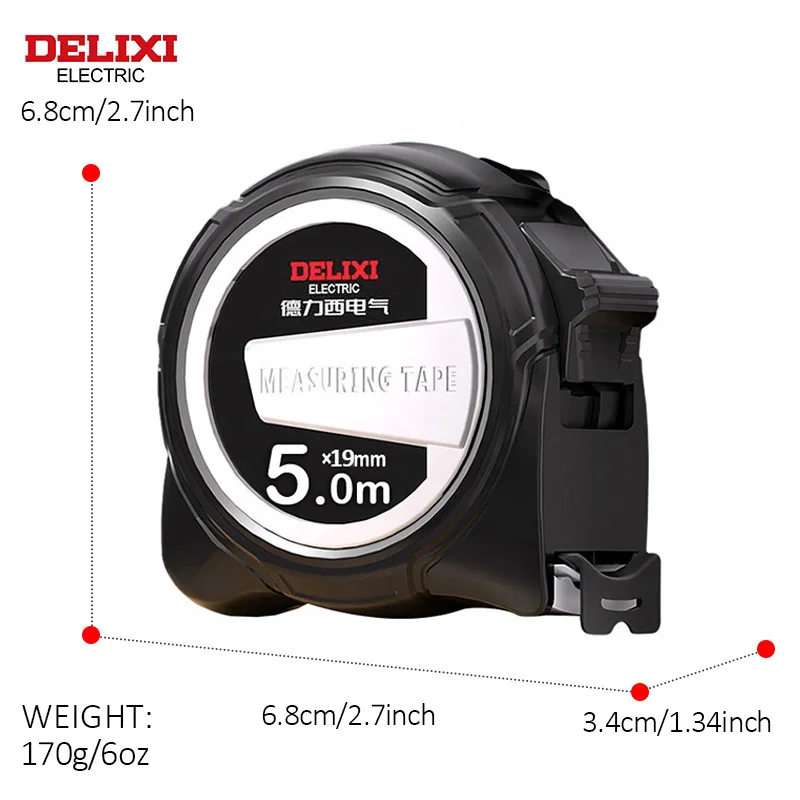 DELIXI ELECTRIC Tape Measure,5M*25MM/5M*19MM ABS Thickened Hard Anti Drop Shell Durable Meter Ruler Box Ruler for Household