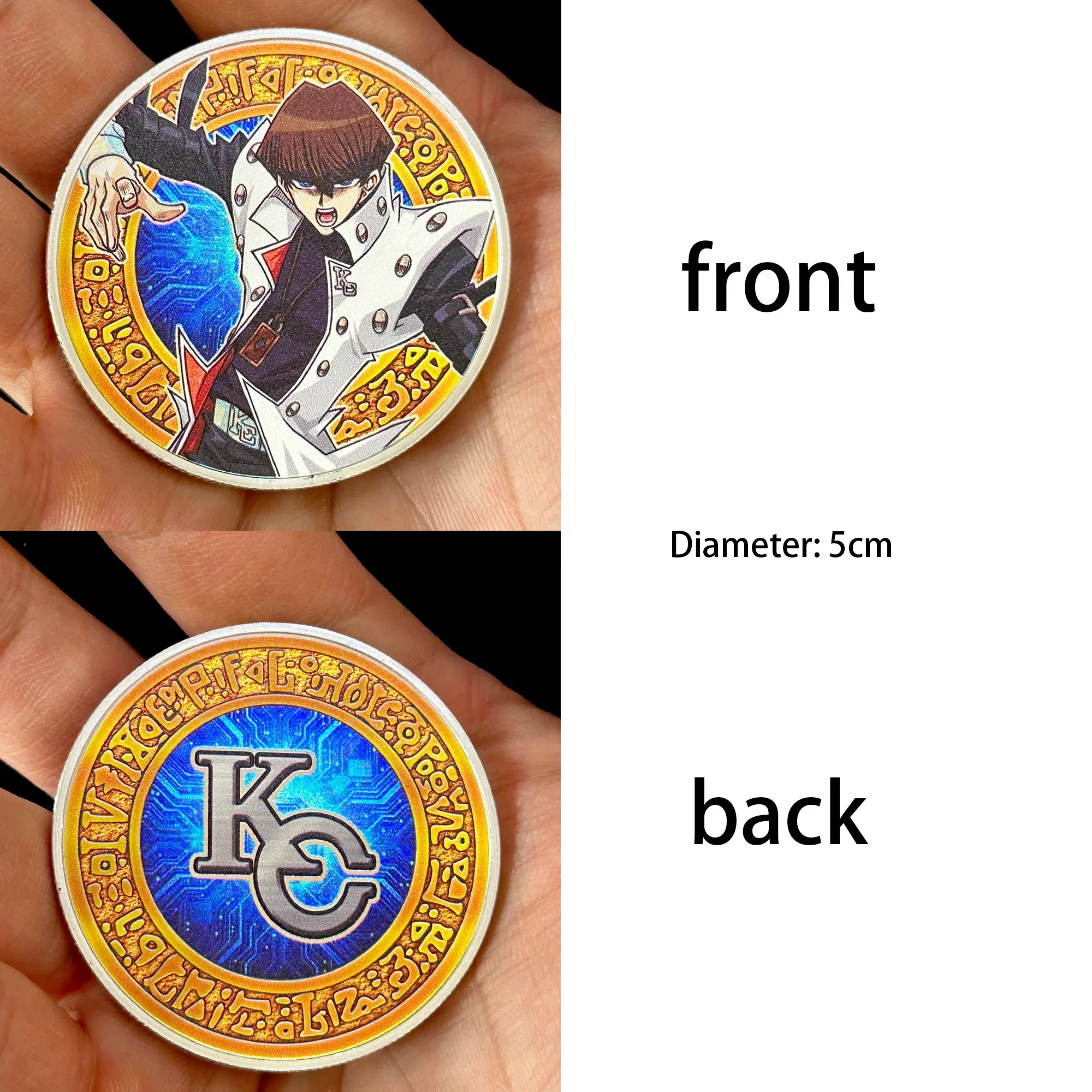 5Cm Diy Yu-Gi-Oh! Black Magician Girl Seto Kaiba Commemorative Coins Blue-Eyes White Dragon Color 3D Coins Classic Limited Gift