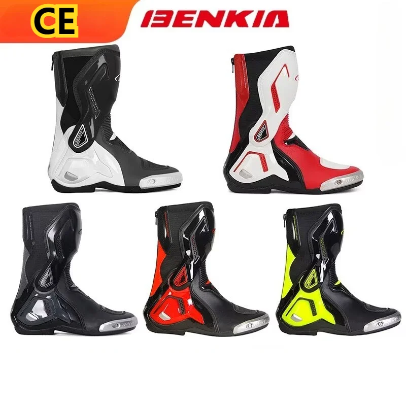 

BENKIA Мотоцикл Botas Сертификация CE Профессиональные легкоатлетические ботинки Racing Zapato AntiCollision Off-Road для ралли