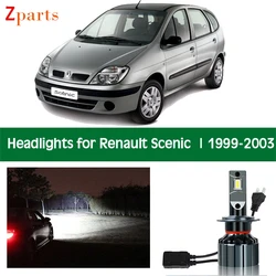 Renault Scenic用の車のヘッドランプ1999 2000 2001 2002 2003 2003 LEDヘッドライト電球ロービームハイビームキャンバス前面ランプアクセサリー