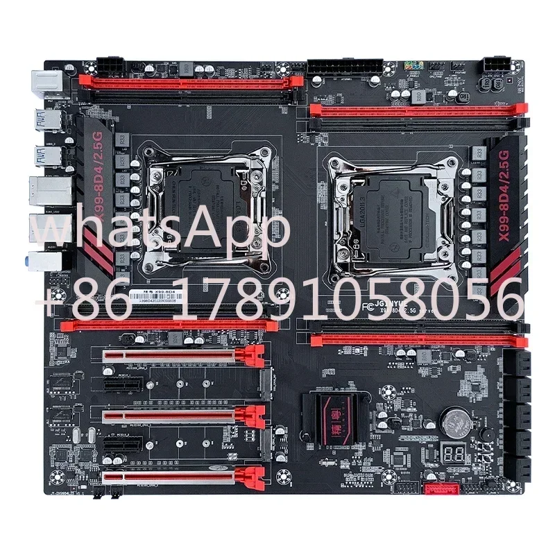 JGINYUE X99 dual CPU motherboard LGA 2011-3 supports Xeon E5 V3 V4 CPU DDR4 memory eight channels Dual 2.5G network card X99-8D4