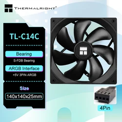 Thermalright TL-C14CW-S 14cm Cooling Fan 5V 3PIN ARGB pc gamer Adjust Speed Cooler argb Adjustable computer Case Fan ventilador