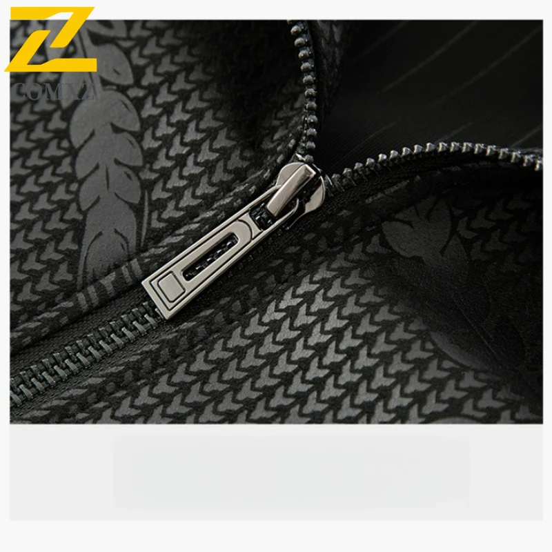 Male Fashion Baseball Leather Jacket Streetwear Men Outerwear Leather Coat 2025 New Men Stand Collar Club Motorcycle PU Jacket