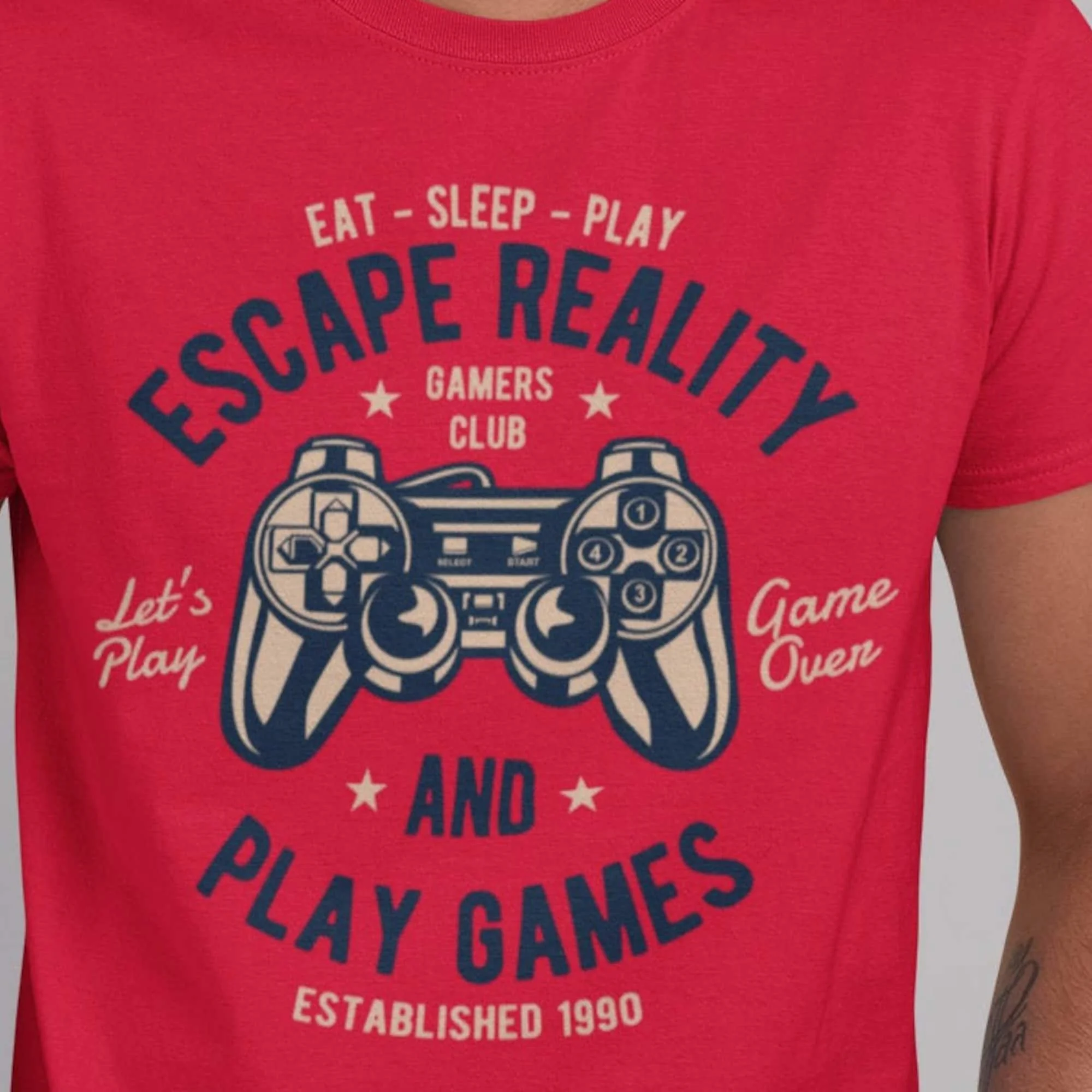 Escape Reality And Play Games T Shirt Eat Sleep Gamer Gamers Club Tee