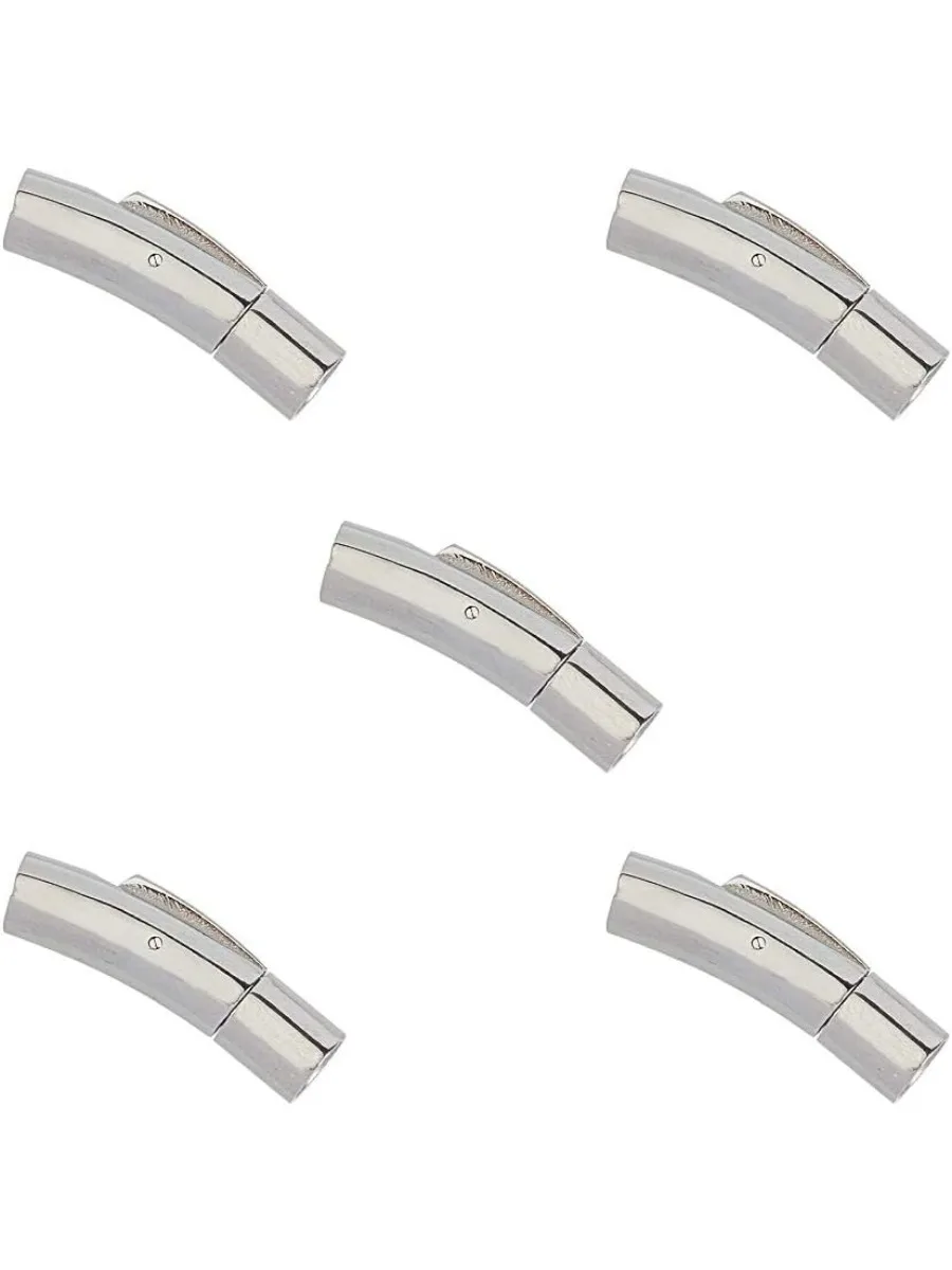 About 5mm Hole Column Bayonet Clasps 5 Sets Stainless Steel Bayonet Clasps End Cap Integral Clasp Connectors for Bracelets