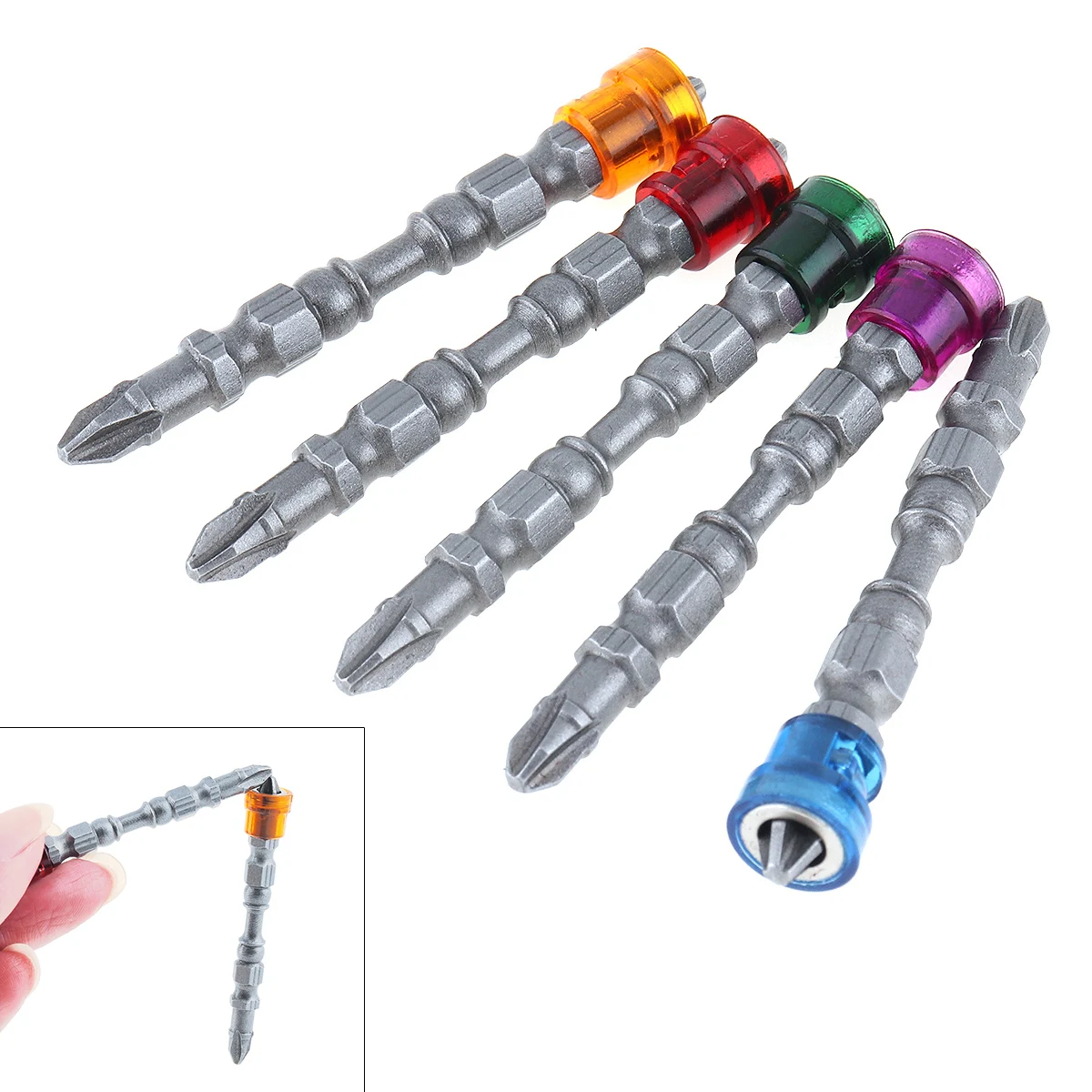 

5pcs 65mm Tool Steel 1/4" Hex Shank Strong Magnetic Screwdriver Bit with Cross Head for Household Use and Work Use