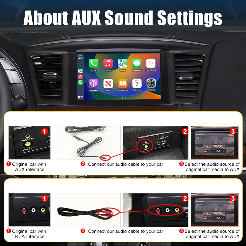 Wireless CarPlay Android Auto Adapter for Infiniti Q50 Q50L QX50 Q60 QX60 QX80 Nissan Patrol Mirror Link AirPlay Retrofit Kit