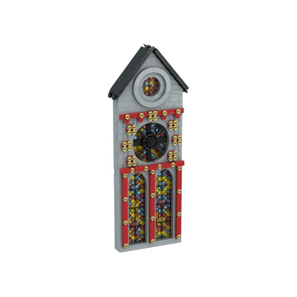 MOC-193169 Stained-Glass Windows Model Building Blocks Medieval Church Stained Glass Window Assembled Bricks Toy Gift